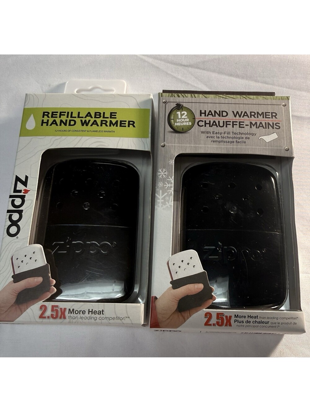 New Zippo Refillable Hand Warmer  12-Hour Black Two Pack